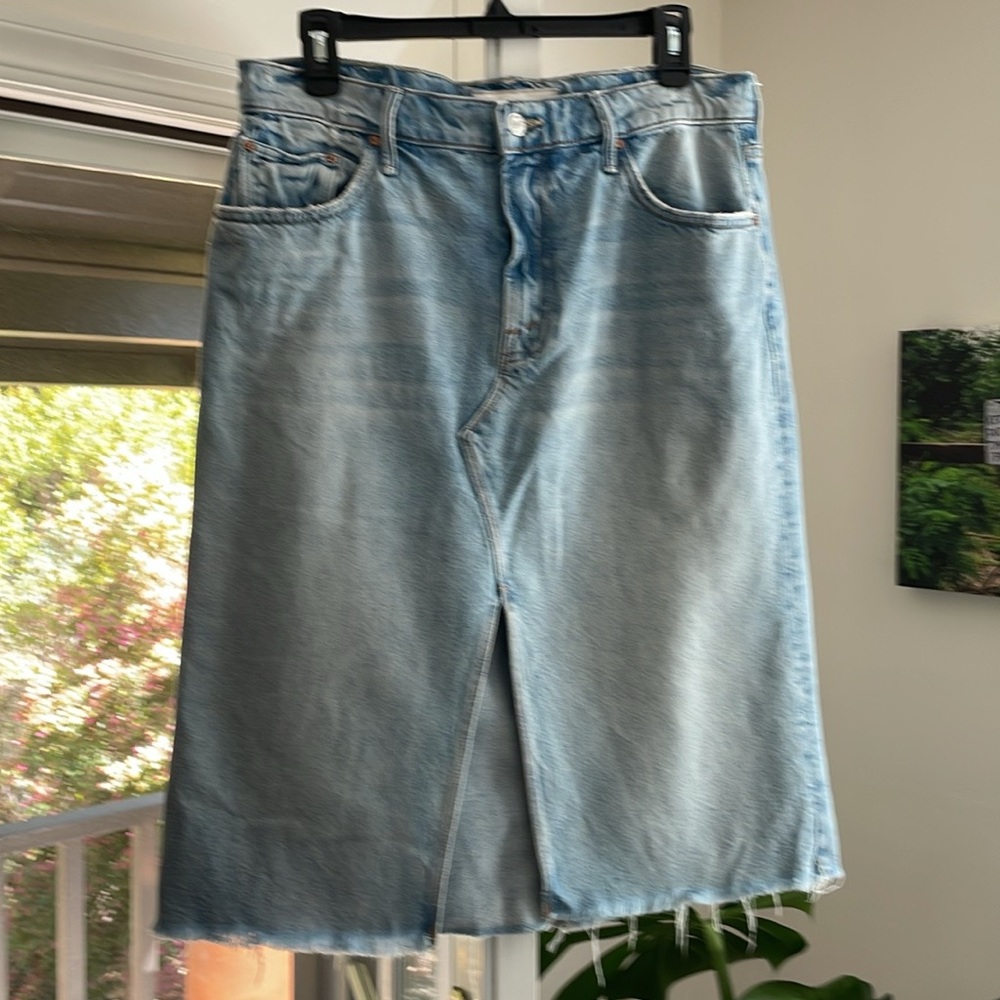 MOTHER The Ditcher Midi Skirt Fray “Didn’t I Warn You” Made in the USA